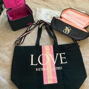Lot of Victoria’s Secret bundle, pack with tote, bra travel case makeup caboodle